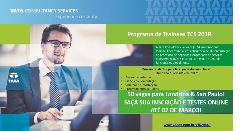 TCS abre 50 vagas para programa de trainees em Londrina e São Paulo