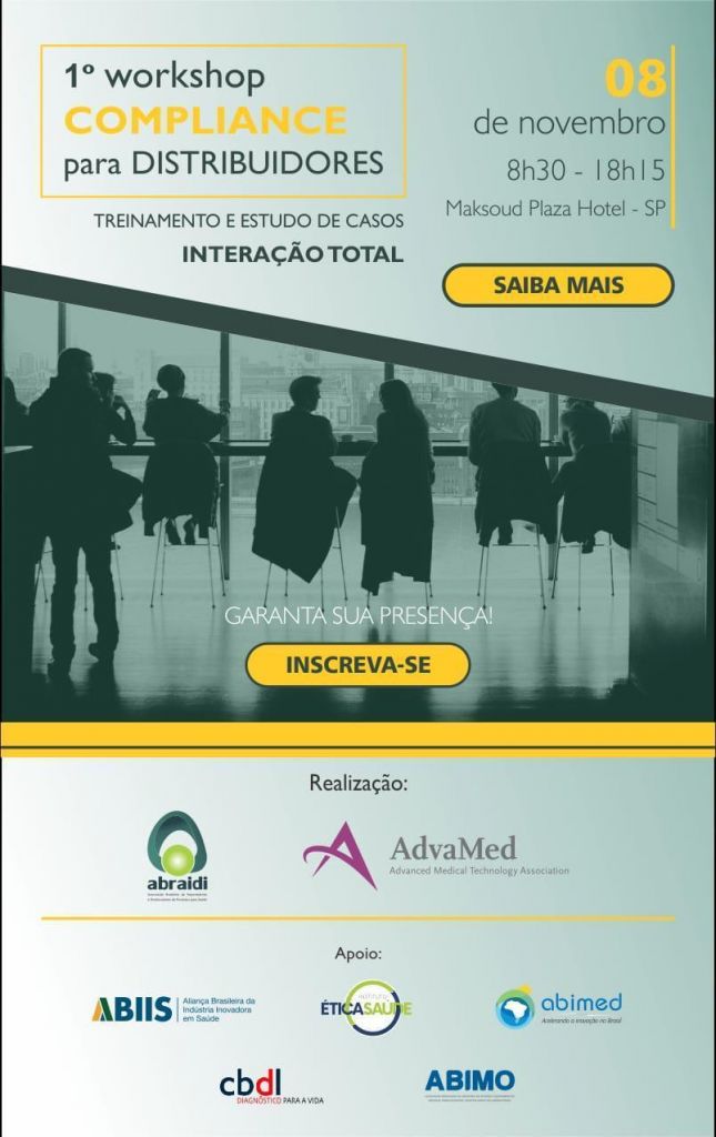 ABRAIDI e Advamed lançam workshop inédito sobre compliance com palestra do procurador Deltan Dallagnol